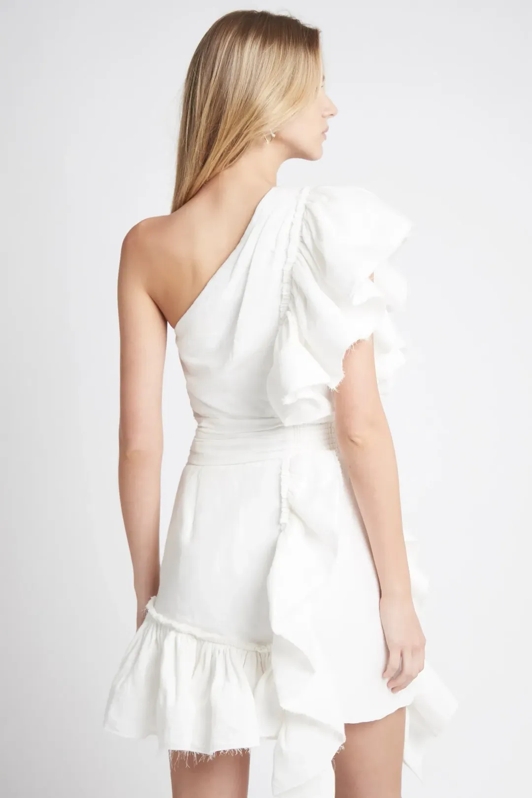 Aje Bonjour Asymmetric Mini Dress White Size 10 for rent on The Volte - main image