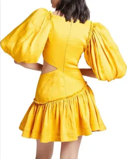 Aje Chateau Mini Dress Yellow Size 4  for rent on The Volte - image 4