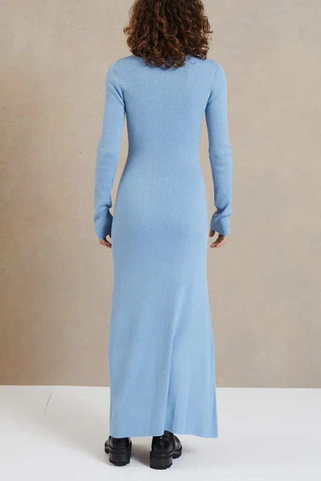 Bec & Bridge Freya Long Sleeve Knit Maxi Dress Sky Blue Size 6 for rent on The Volte - main image