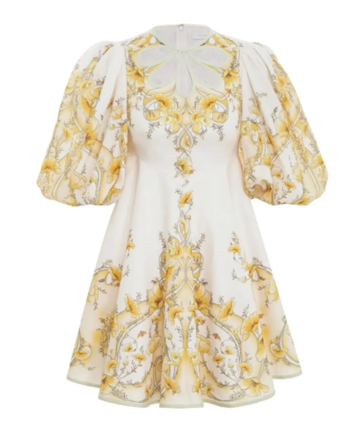 Zimmermann Jeannie Keyhole Mini Dress Yellow Poppy Size 12 for rent on The Volte - main image