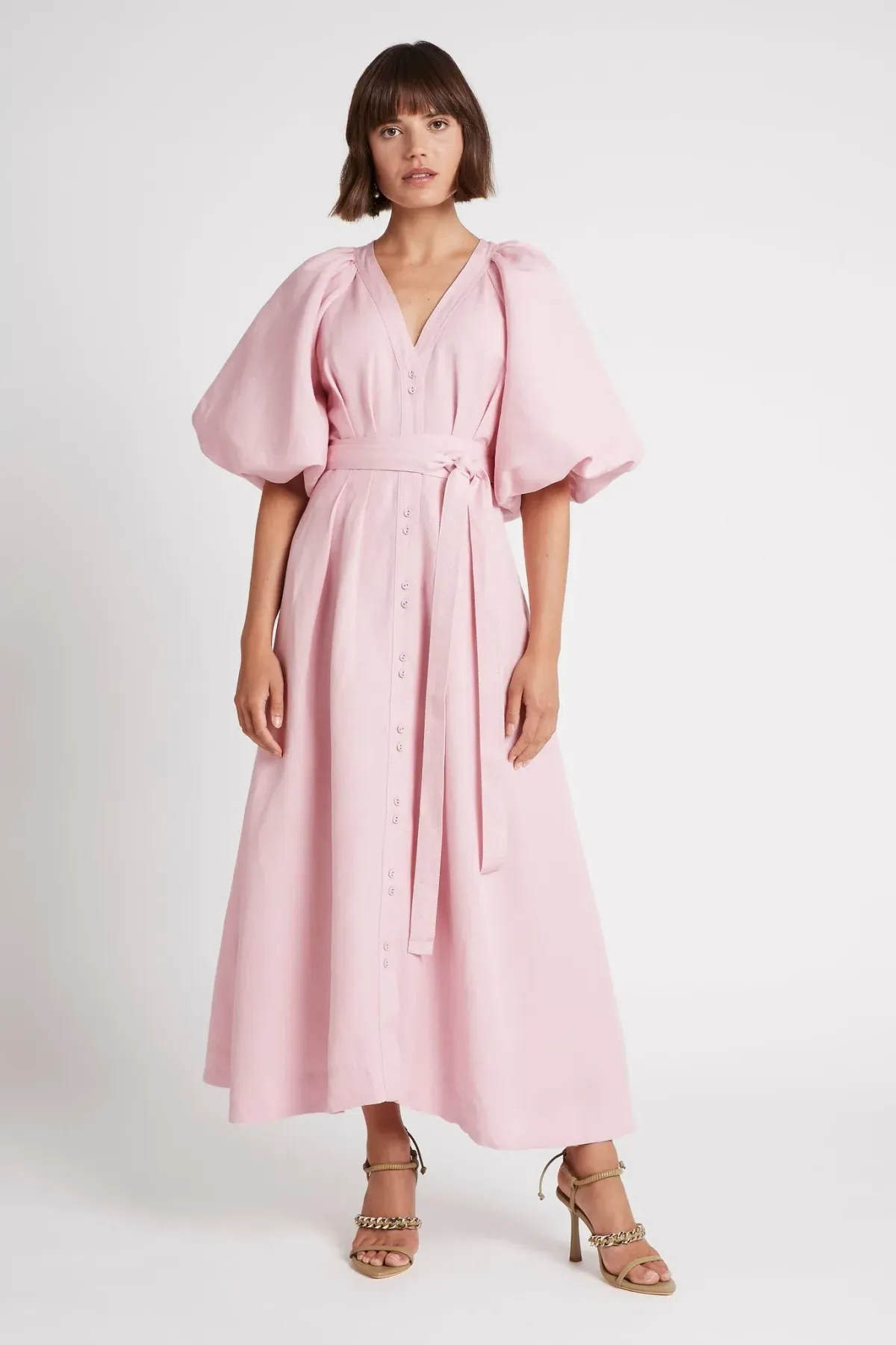 Aje Evermore Midi Dress Rose Pink Size 8  for rent on The Volte - main image