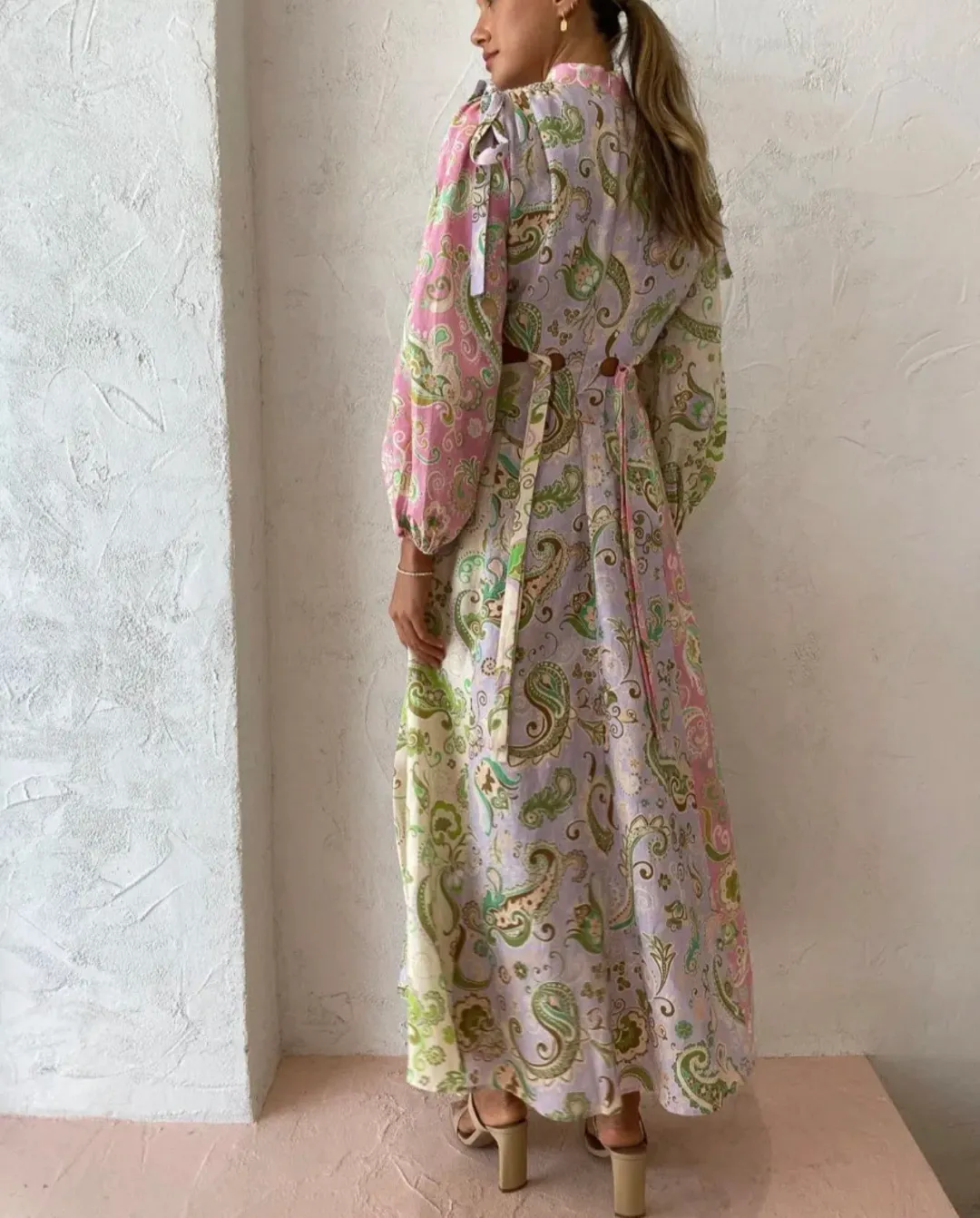 Alemais Marta Cutout Midi Dress Print Size 8  for rent on The Volte - main image