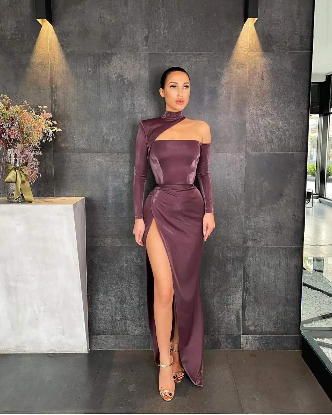 Lia Stublla Custom Made Gown Burgundy Size 6 for rent on The Volte - main image