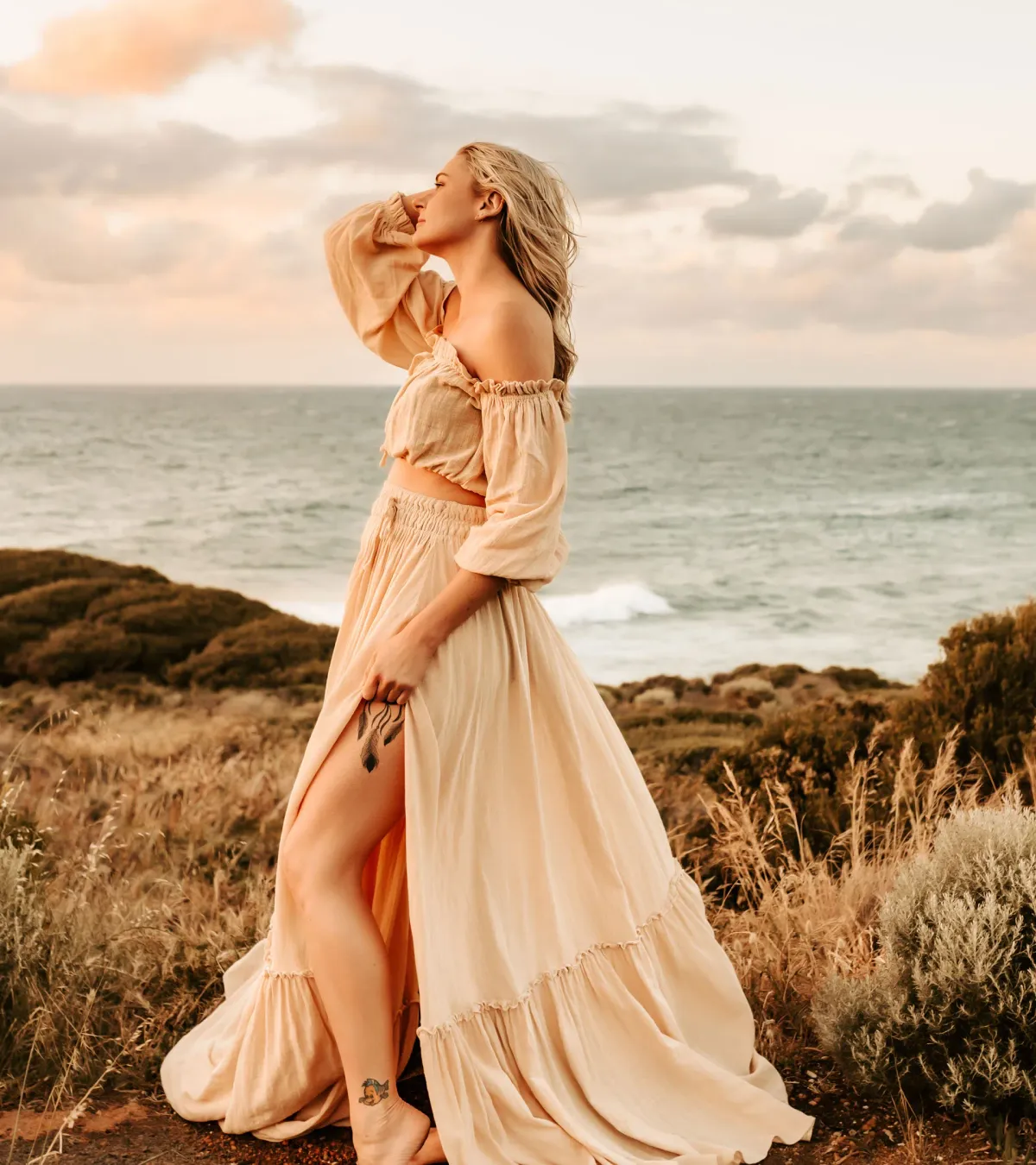 We Are Reclamation There Is Nothing Quite Like You Two Piece Maternity Gown Dark Ivory One Size  for rent on The Volte - main image