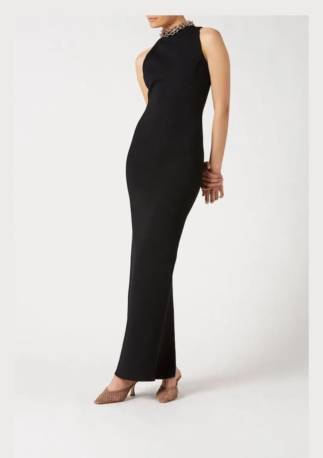 Scanlan Theodore Crepe Knit Curve Back Gown Black Size XS / Au 6 for rent on The Volte - main image