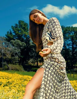 The Wolf Gang Marrakesh Cut Out Dress Black Wave Print Size 10 for rent on The Volte - image 5