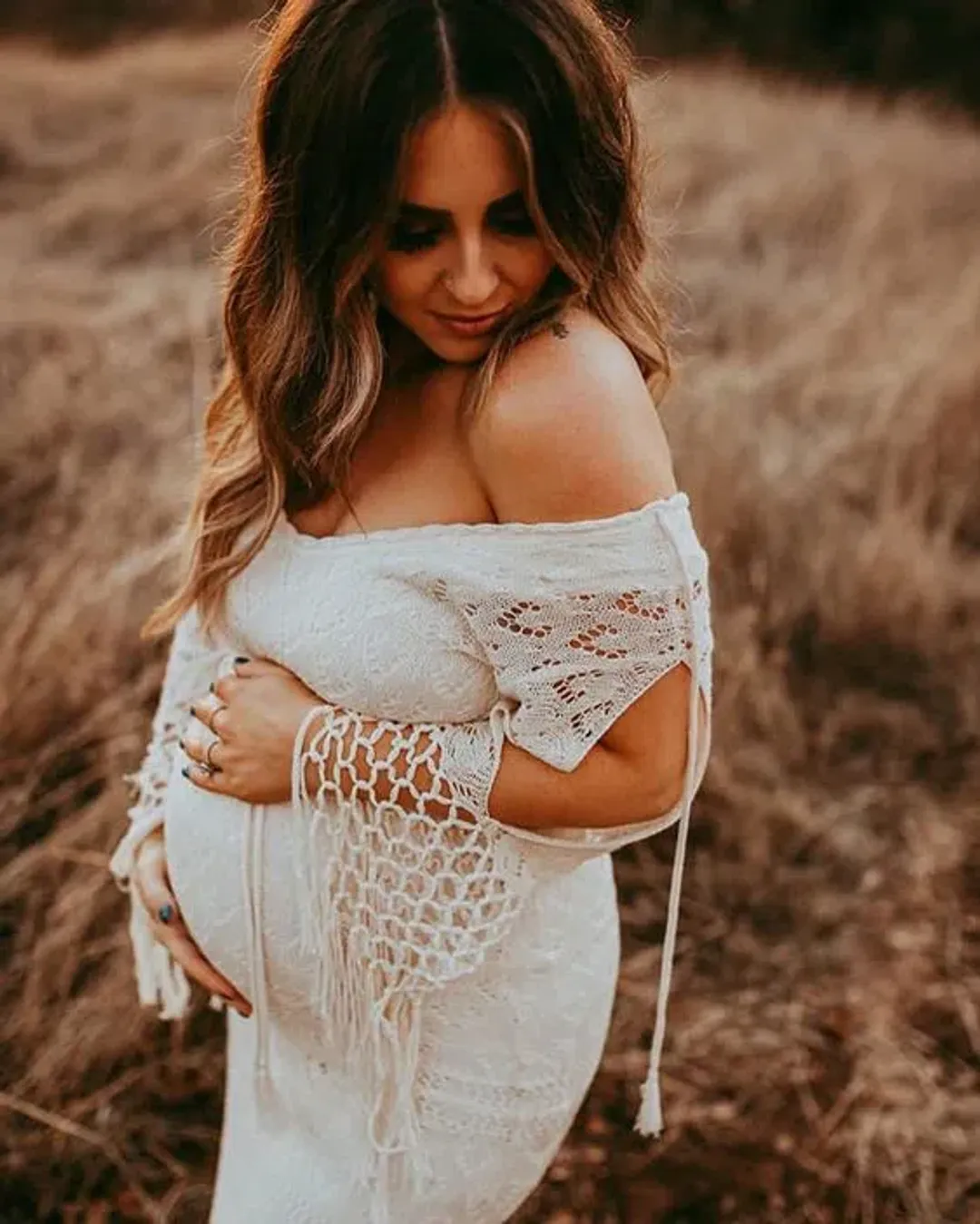 Fillyboo Brooke Crochet Maxi Dress Cream Size S for rent on The Volte - main image