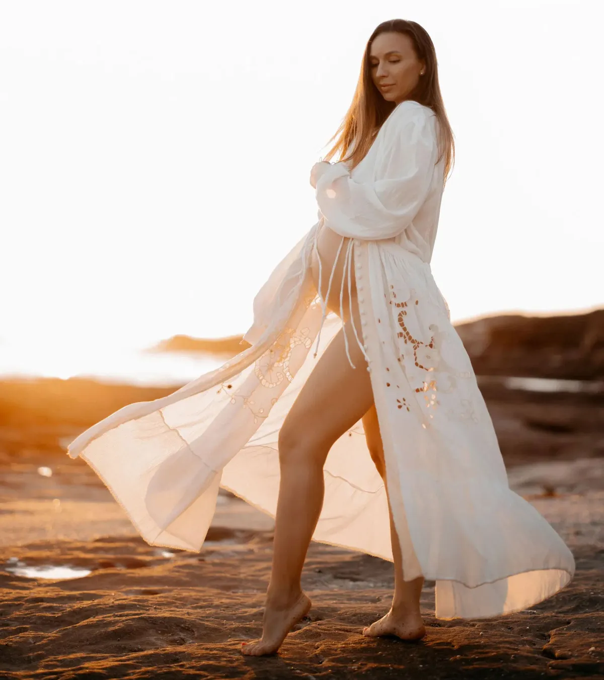 Chasing Unicorns Entering The Dreamland Kimono Dress Cream Size L for rent on The Volte - main image