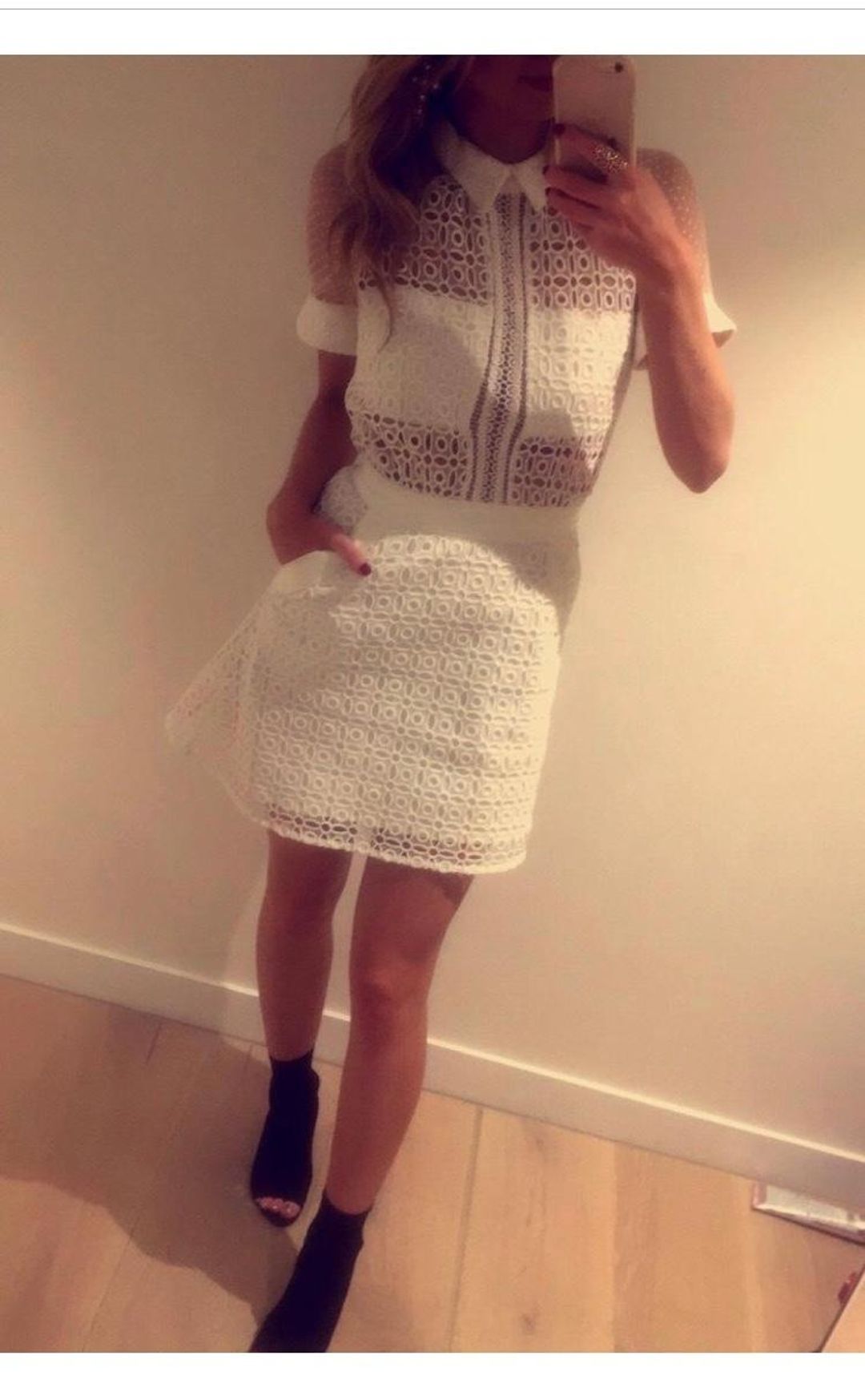 Self Portrait Pattern Play Lace Dress White Size 6 for rent on The Volte - main image