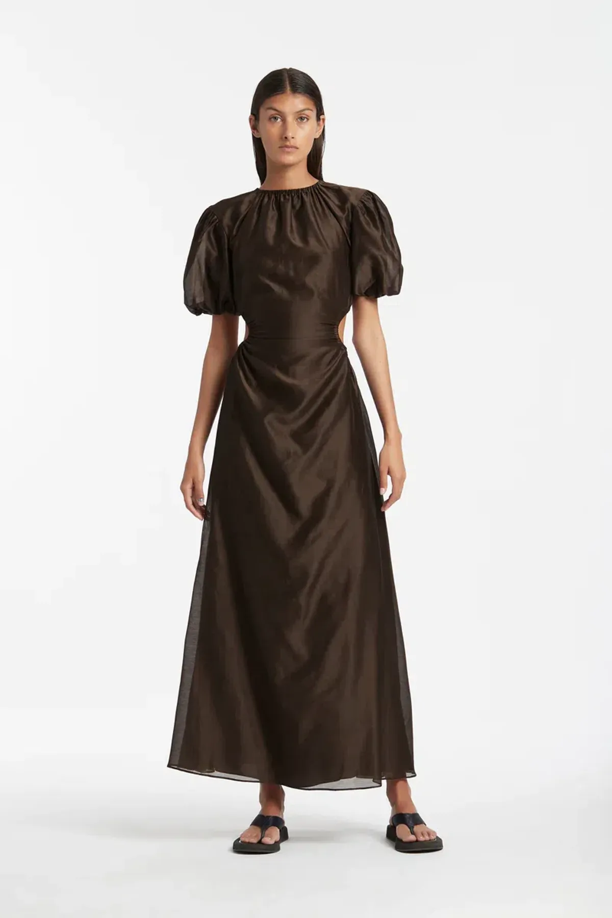 Sir The Label Anje Puff Sleeve Gown Brown Size 3 / AU 12 for rent on The Volte - main image