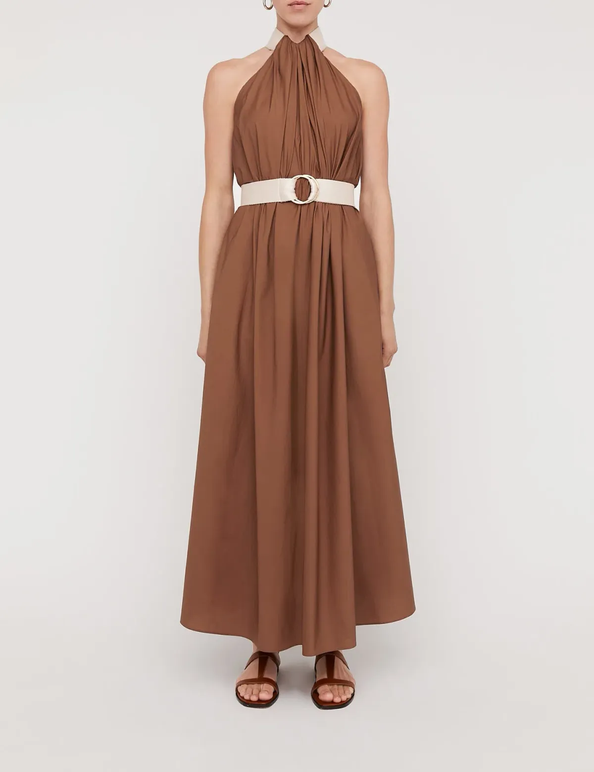 Scanlan Theodore Cotton Strapping Dress With Belt Brown Size 6 for rent on The Volte - main image