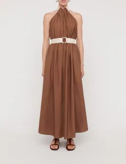 Scanlan Theodore Cotton Strapping Dress With Belt Brown Size 6 for rent on The Volte - image 1