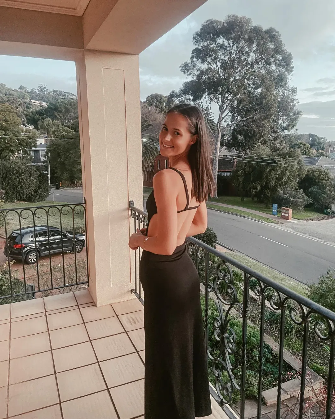 Christopher Esber Backless Wire Back Dress Black Size 6  for rent on The Volte - main image