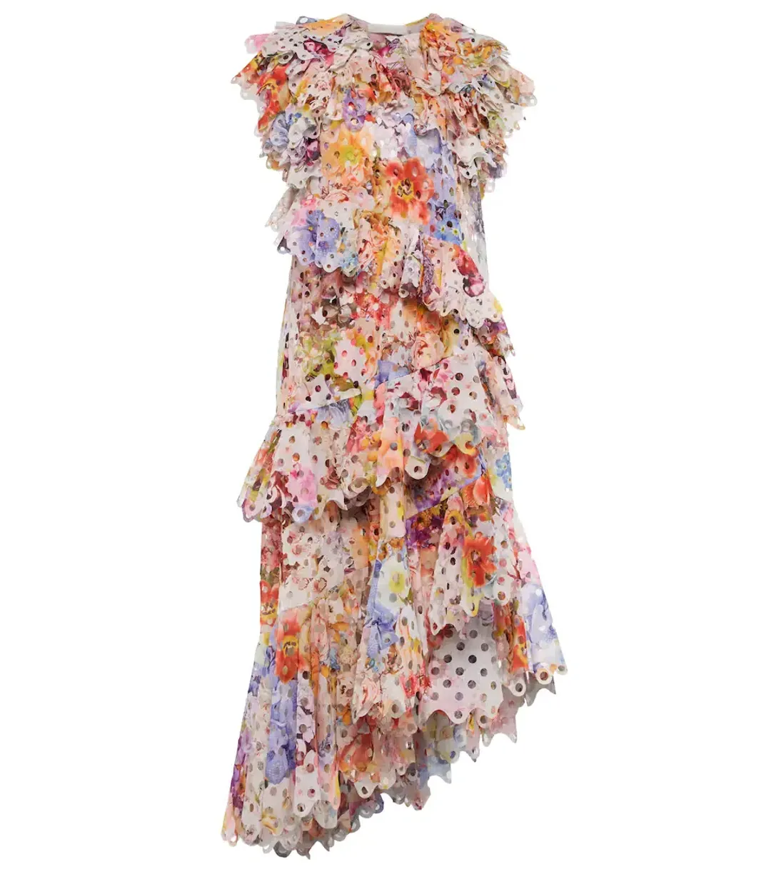 Zimmermann Prima Frilled Gown in Patchwork Floral Print Size 0 / AU 8 for rent on The Volte - main image