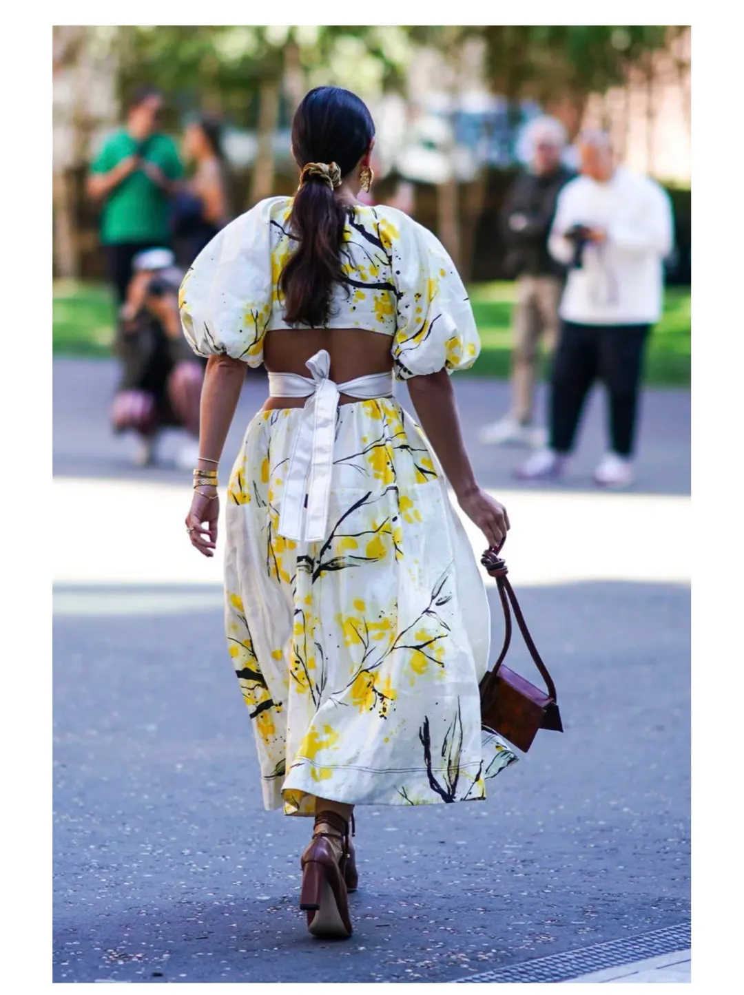 Aje Mimosa Cut-out Midi Dress In Wattle Print Size 8 for rent on The Volte - main image