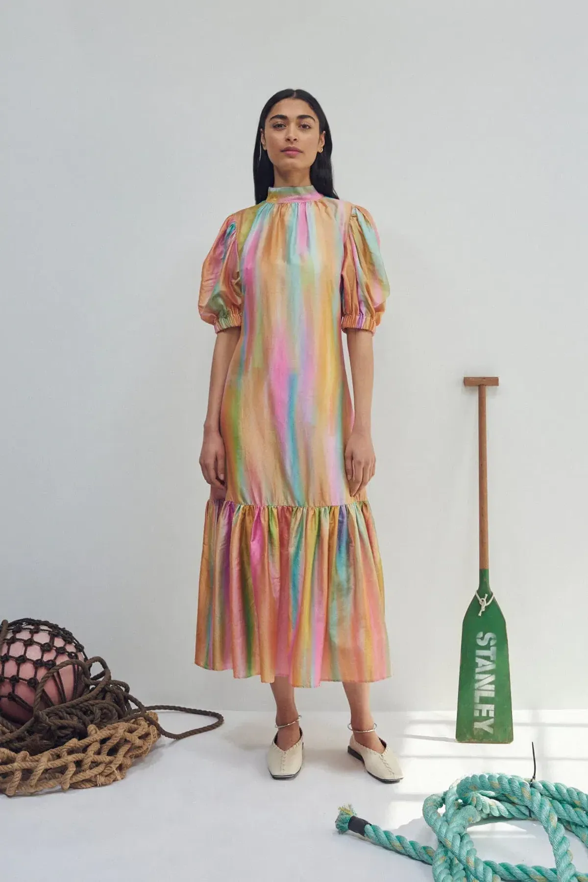 Alemais Rainbow Midi Dress Print Size 14 for rent on The Volte - main image