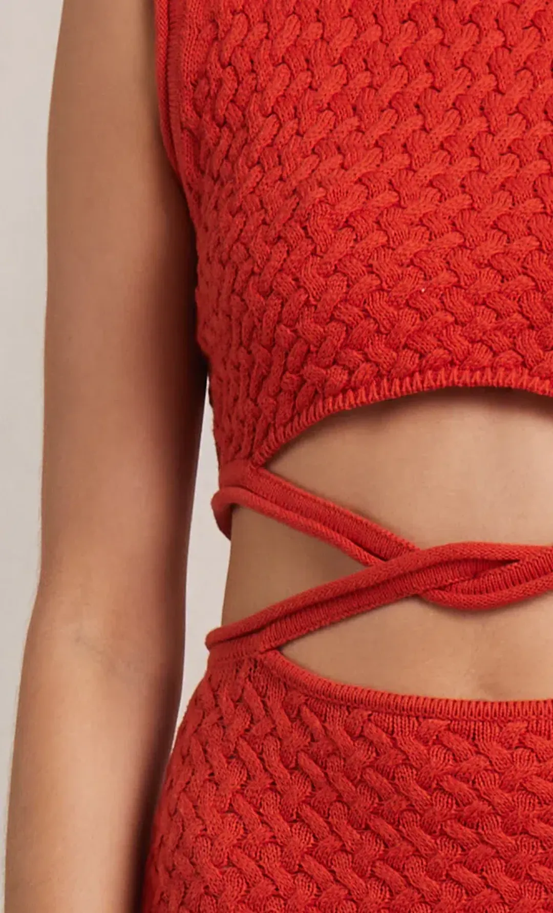 Bec & Bridge Effie Knit Cut Out Maxi Dress Red Size 14  for rent on The Volte - main image