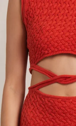 Bec & Bridge Effie Knit Cut Out Maxi Dress Red Size 14  for rent on The Volte - image 2