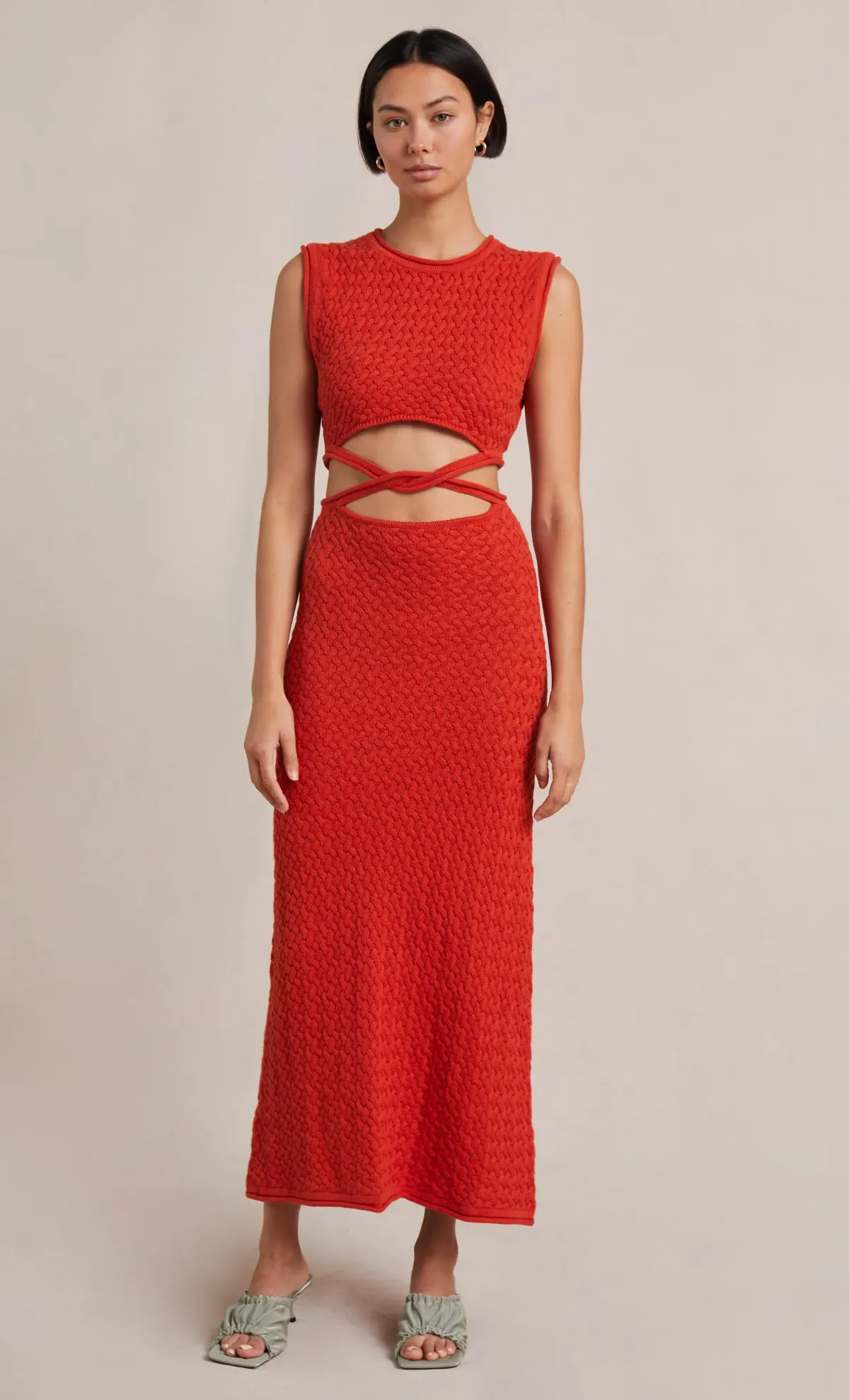 Bec & Bridge Effie Knit Cut Out Maxi Dress Red Size 14  for rent on The Volte - main image
