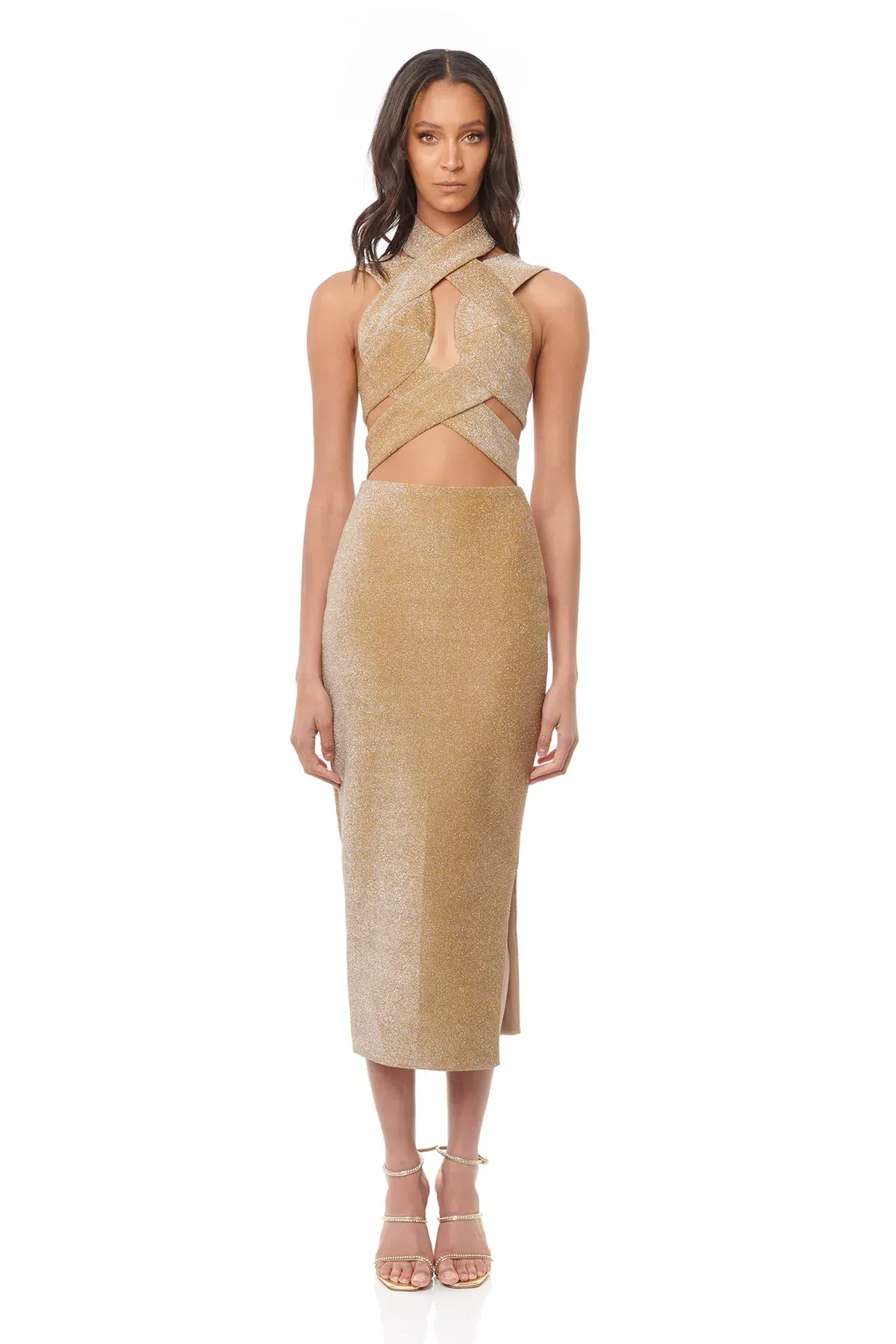 Eliya The Label Tamara Dress Gold Size S for rent on The Volte - main image