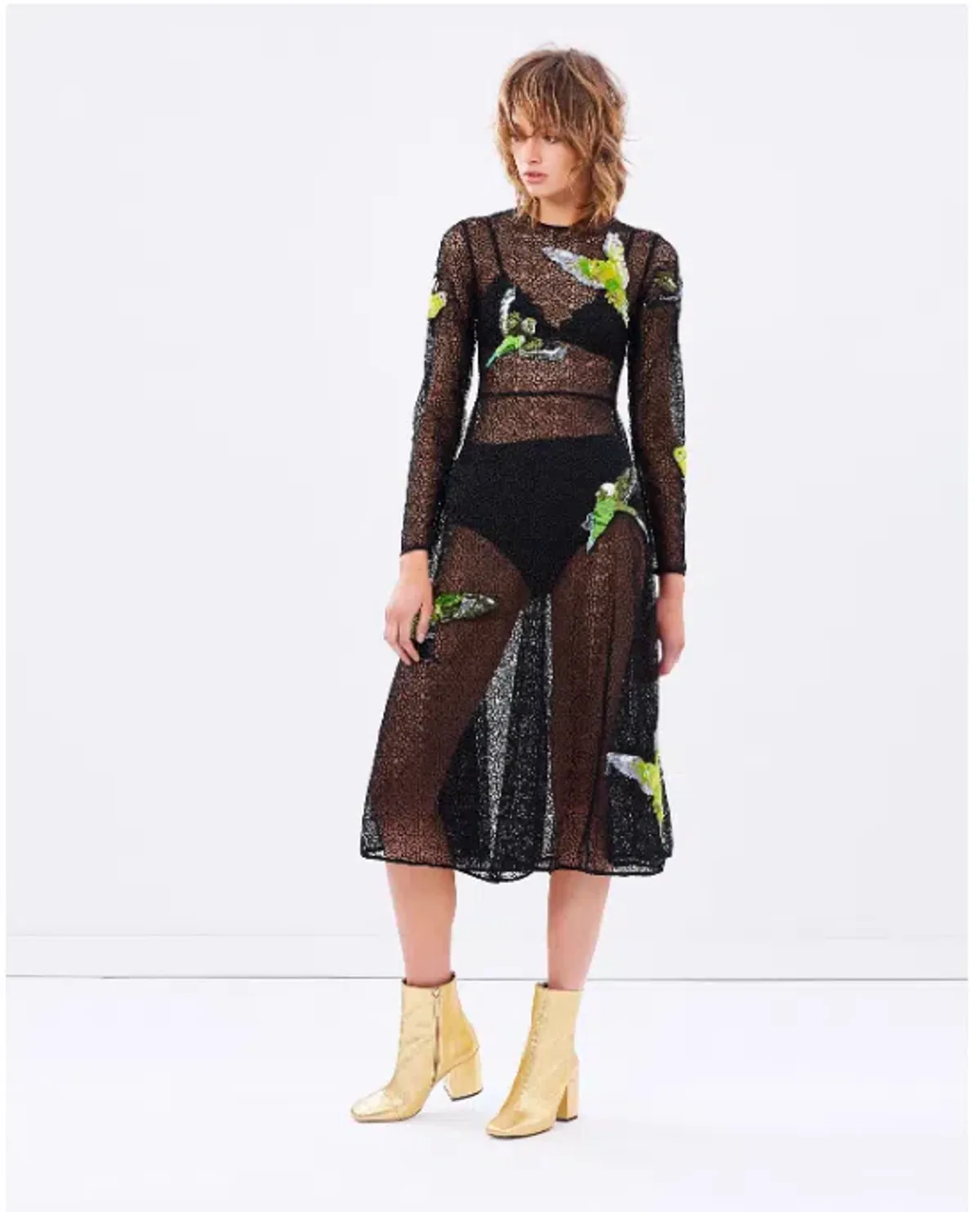 Romance Was Born Budgie Dress Black Green Sequin Size 10 for rent on The Volte - main image