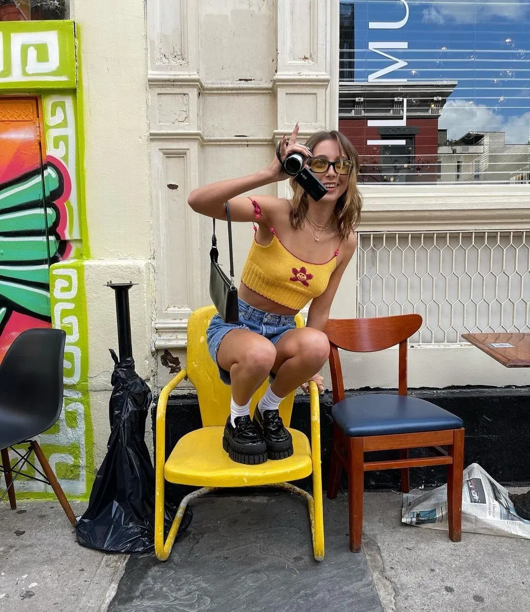 Stahl knit yellow daisy tank Top for rent on The Volte - main image