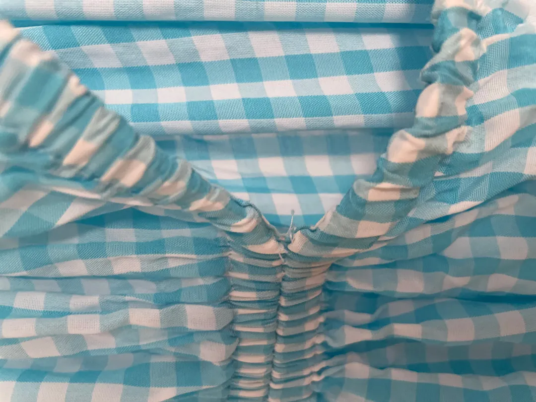 Scanlan Theodore Gingham Cutout Dress in Blue Size 8 for rent on The Volte - main image