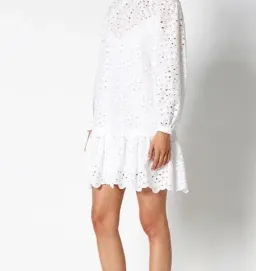 Scanlan Theodore Embroidered Cotton Mini Dress White Size 8 for rent on The Volte - image 2