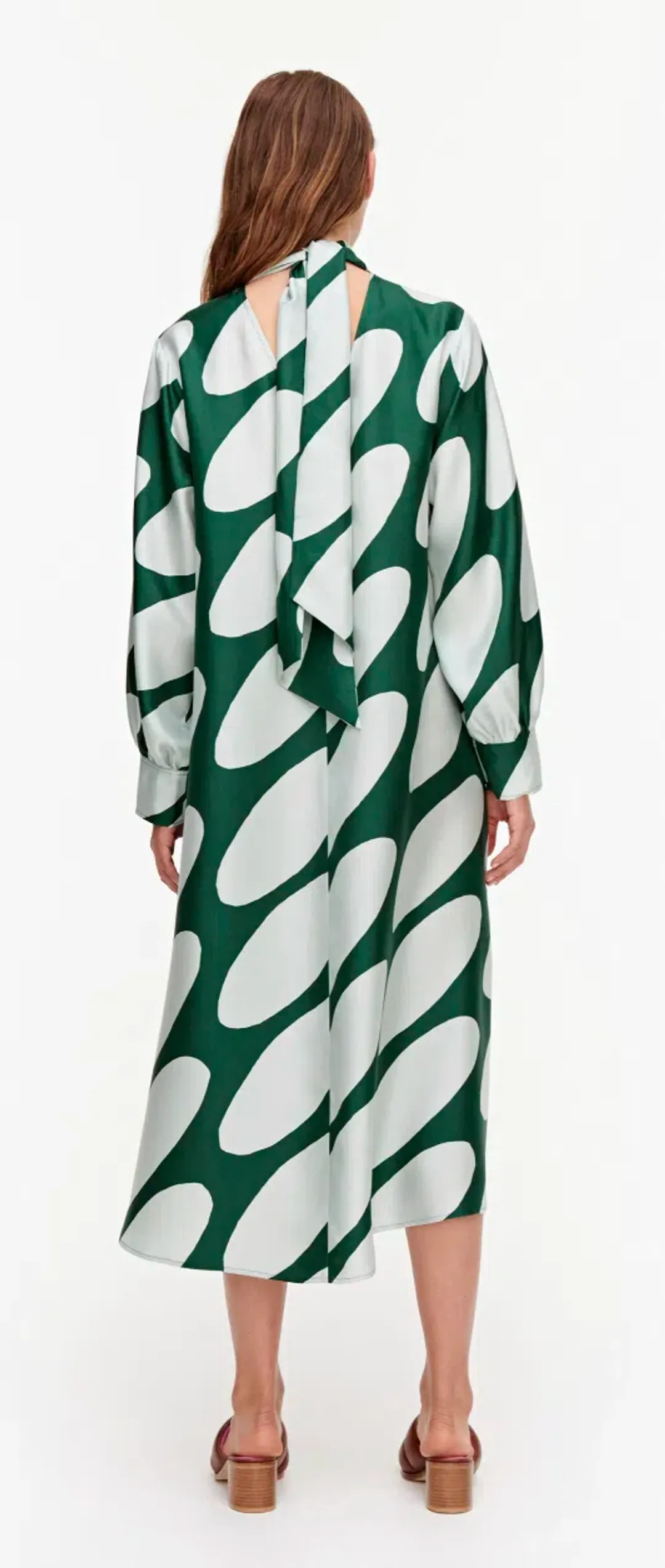 Marimekko Aatoilee Linsii Silk Dress Print  Green Size AU 6 for rent on The Volte - main image