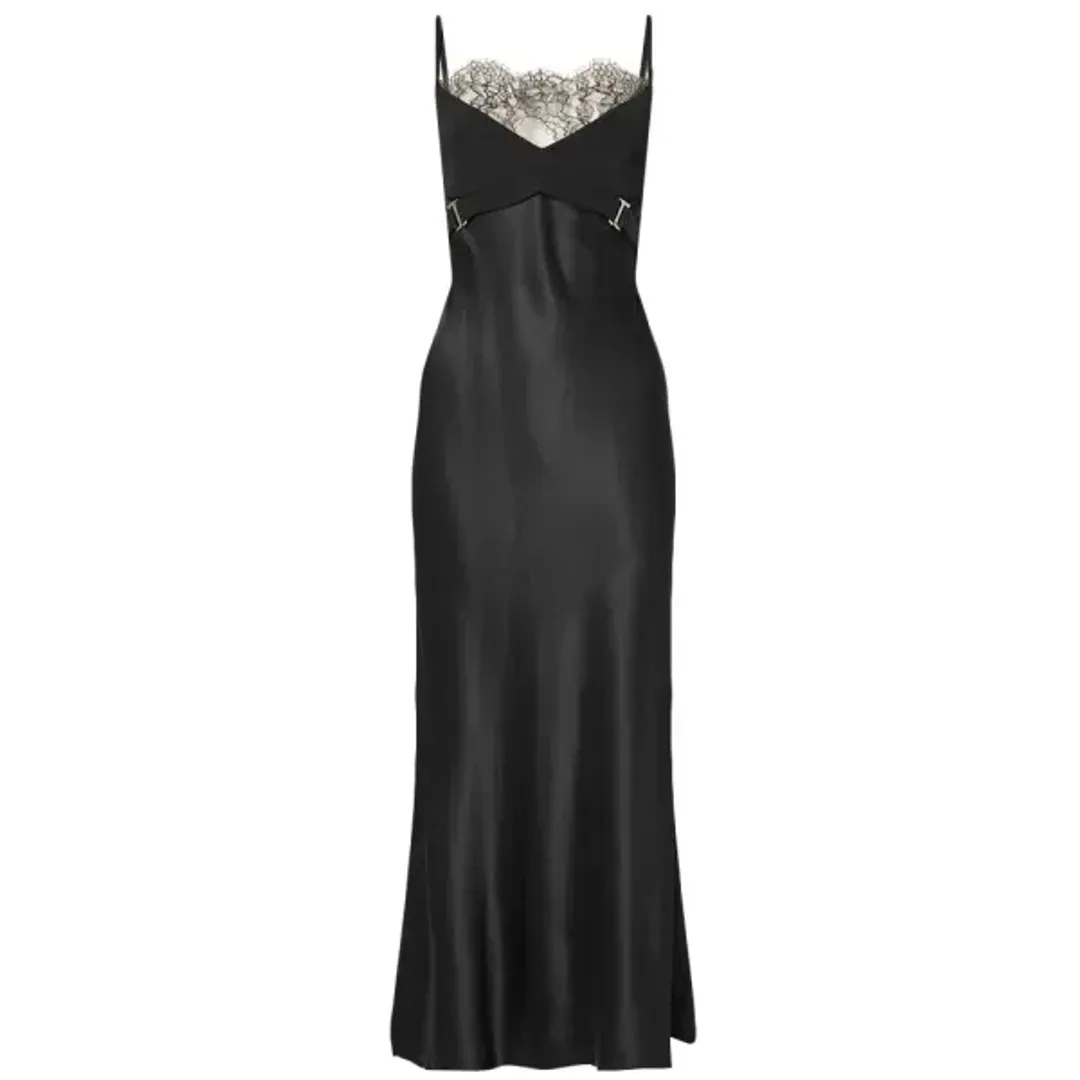 Dion Lee Lace E-Hook Slip Dress Black Size 6 for rent on The Volte - main image