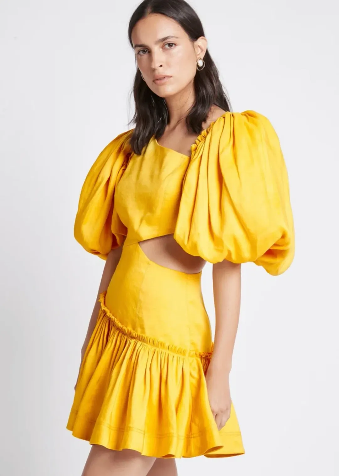 AJE Chateau Mini Dress In Sunshine Size 8  for rent on The Volte - main image