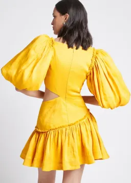 AJE Chateau Mini Dress In Sunshine Size 8  for rent on The Volte - image 2