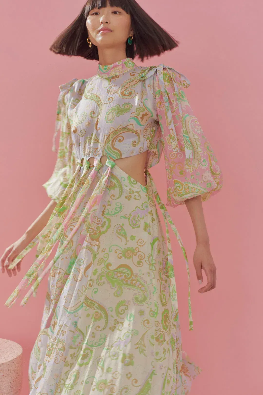 Alemais Marta Cutout Midi Dress Print Size 8 for rent on The Volte - main image