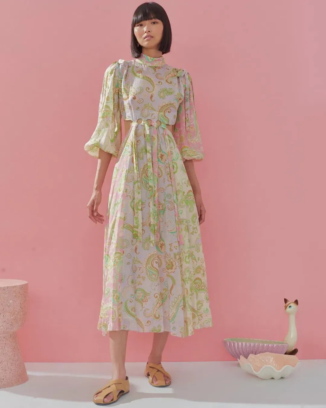 Alemais Marta Cutout Midi Dress Print Size 8 for rent on The Volte - main image