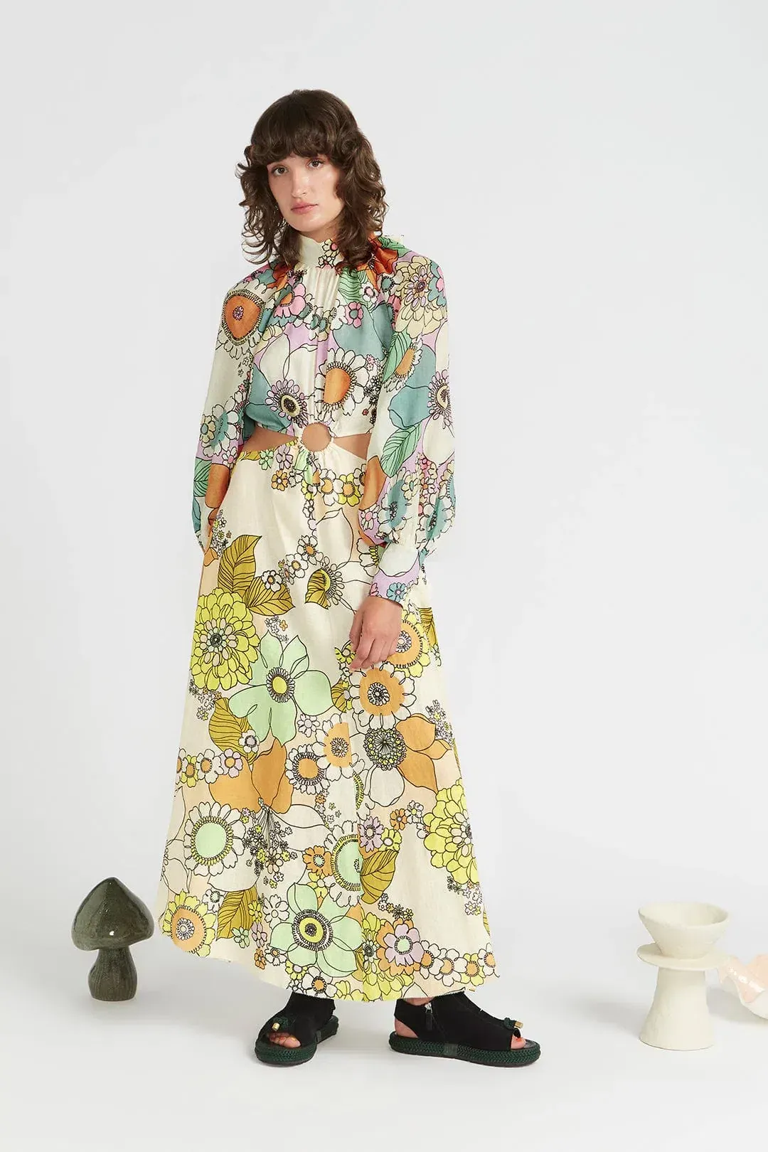 Alemais Farrah Cut Out Midi Dress Print Size 10 for rent on The Volte - main image