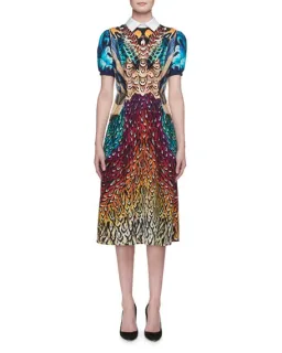 Mary Katrantzou Osprey Silk Dress Feather Print Size 6 for rent on The Volte - image 2