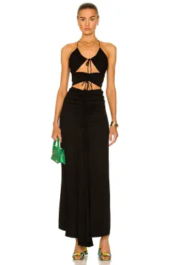 Christopher Esber Multi Panel Disconnect Ruched Halter Dress Black Size 8 for rent on The Volte - image 1