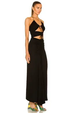 Christopher Esber Multi Panel Disconnect Ruched Halter Dress Black Size 8 for rent on The Volte - image 2