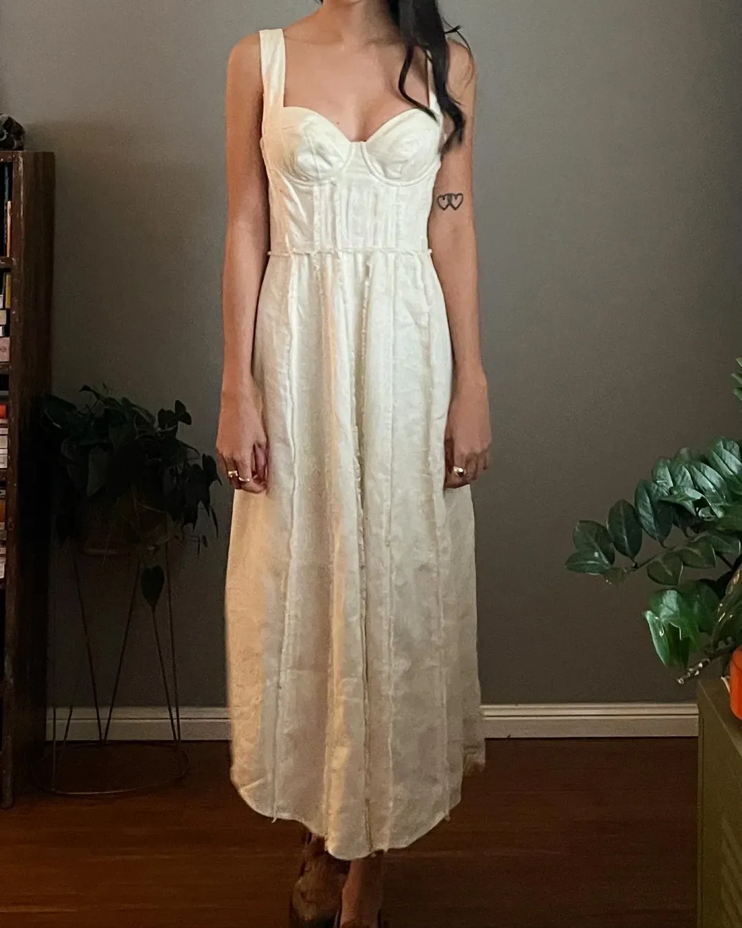 Auteur Studio Ruby Frayed Linen Dress Cream Size XS  for rent on The Volte - main image