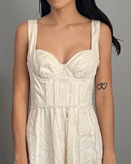 Auteur Studio Ruby Frayed Linen Dress Cream Size XS  for rent on The Volte - image 2