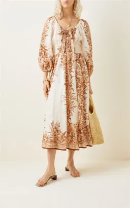 Zimmermann Moonshine Printed Linen Midi Dress Print Size 2 for rent on The Volte - image 1