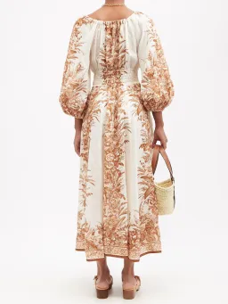 Zimmermann Moonshine Printed Linen Midi Dress Print Size 2 for rent on The Volte - image 2