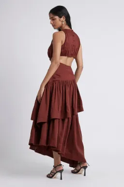 Aje Caliente Cut Out Dress Maroon Red Size 8 for rent on The Volte - image 5