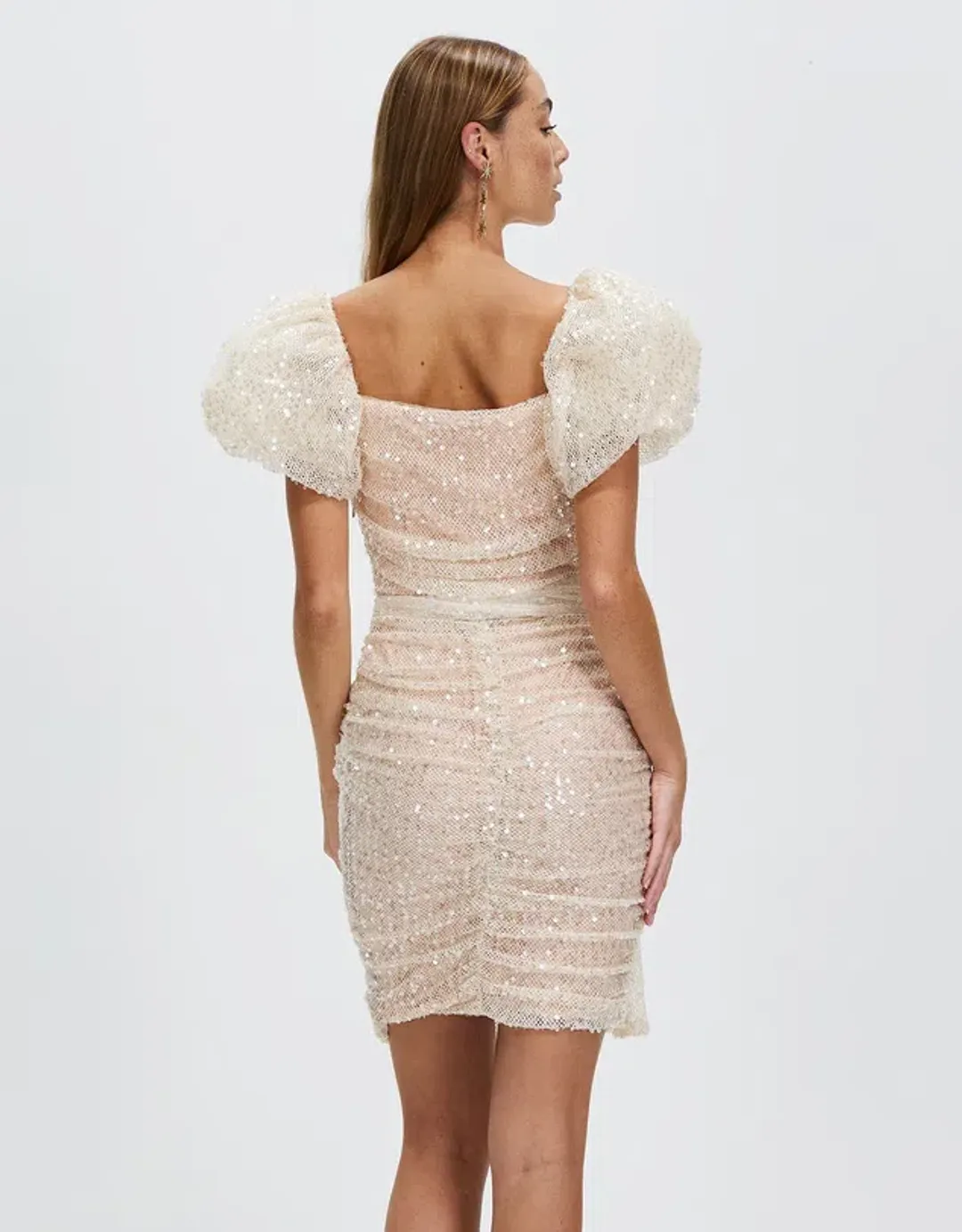 Bariano Powder Puff Sleeve Mini Dress Sequin Size 8  for rent on The Volte - main image