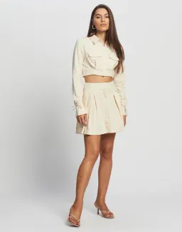 Sovere Revere Crop Shirt and Skirt Set Parchment Size 10  for rent on The Volte - image 1