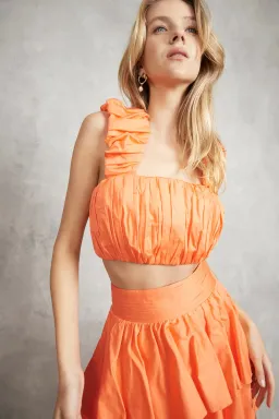 Aje Medina Crop & Skirt Set Orange Size 6 for rent on The Volte - image 1