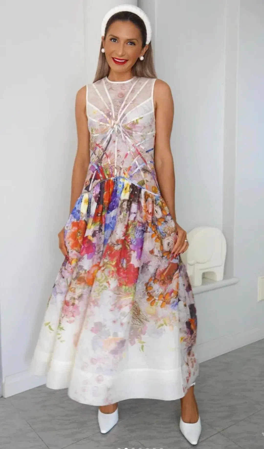 Zimmermann Prima Panelled Midi Dress Print Size 0P/Au 6  for rent on The Volte - main image