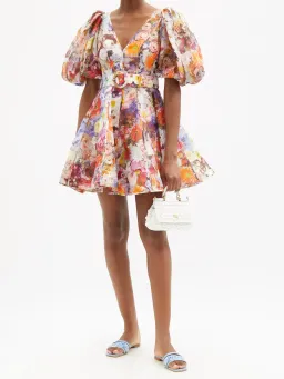Zimmermann Prima Balloon Sleeve Belted Mini Dress Floral Size 1 /  Au 10 for rent on The Volte - image 2