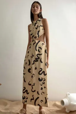 Alemais Brush Stroke Twist Dress Print Size 10 for rent on The Volte - image 1