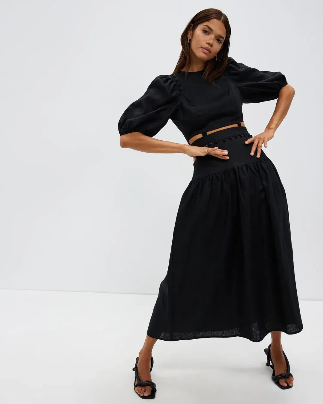 AERE Button Detail Maxi Dress  for rent on The Volte - main image